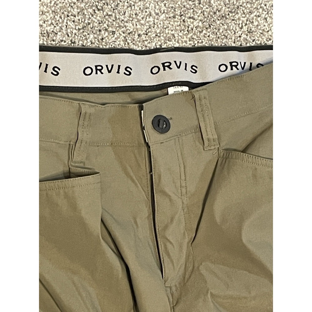 Orvis Mens Tech Performance Pants 34x32 Olive Brown Stretch Hiking Fishing - Picture 5 of 9